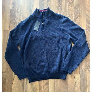 NWT Ben Sherman Mens Navy Mock Neck Long Sleeve Quarter Zip Pullover Sweater XL